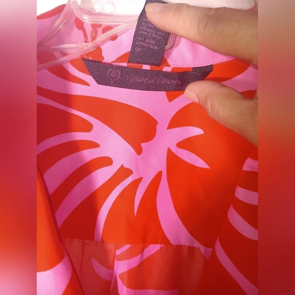 Floral Pink and Red Button-Up Shirt Victory Secret